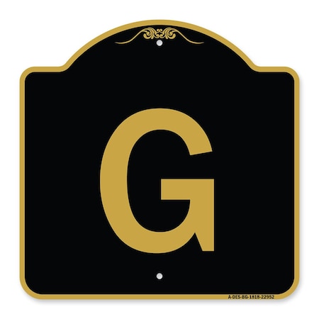 Signmission Designer Series Sign-Sign W/ Letter G, Black & Gold Aluminum Sign, 18" x 18", BG-1818-22952 A-DES-BG-1818-22952